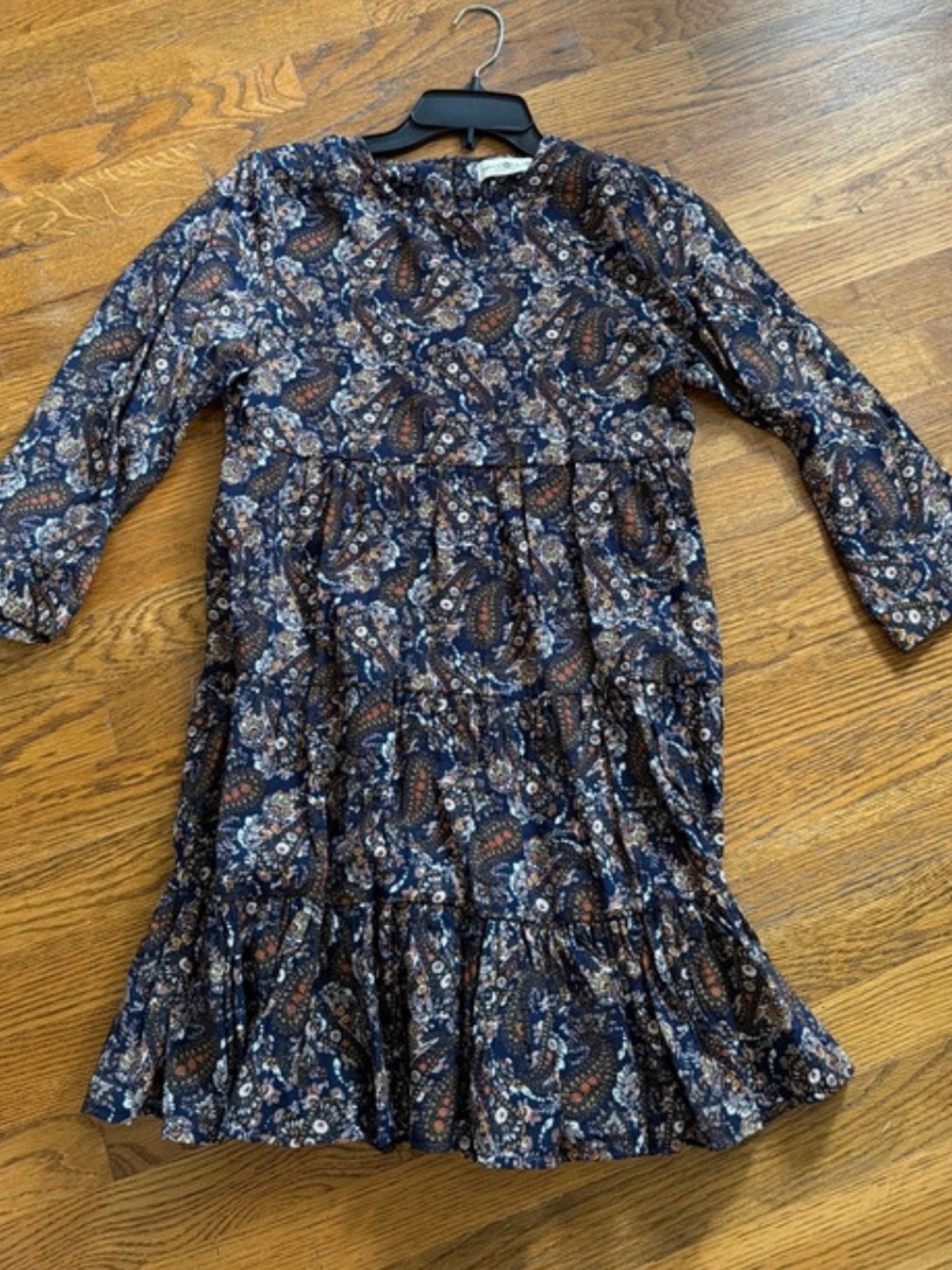 NATURAL LIFE Navy Paisley Tiered Mini Dress